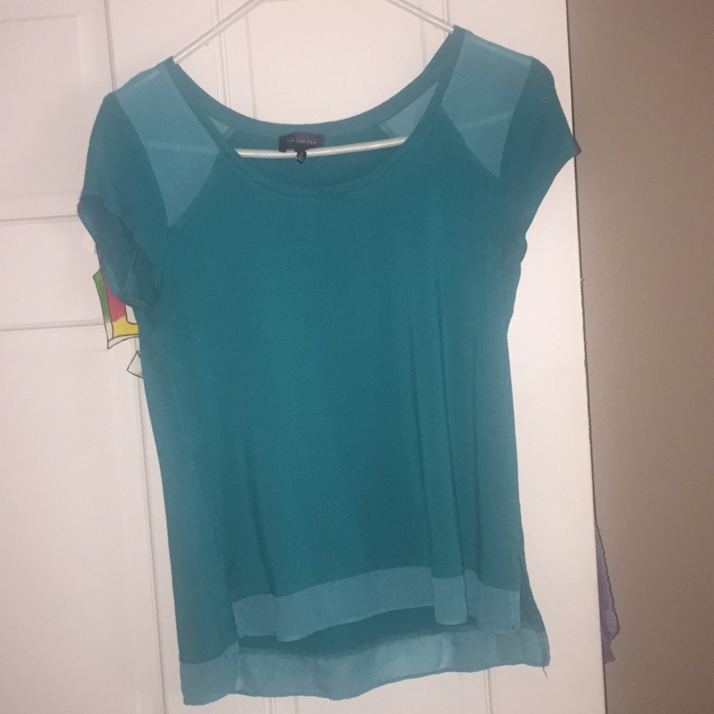 All blue partly sheer shirt